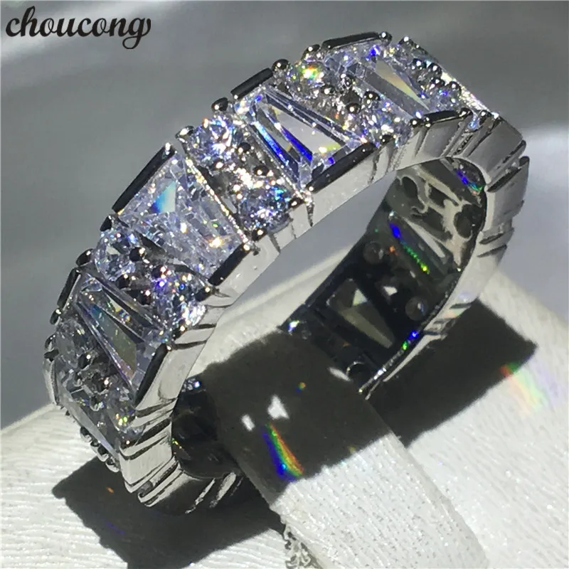 

choucong Unique Promise Finger Ring 925 sterling Silver AAAAA Zircon Sona cz Engagement Band Rings For Women men Wedding Jewelry