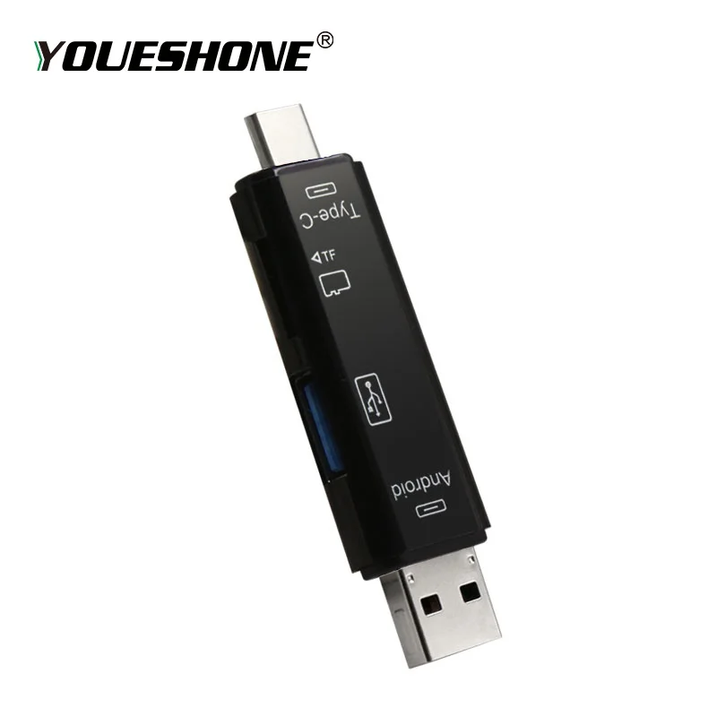black Портативный USB кард-ридер высокое Скорость USB3.0 памяти OTG телефонный кард-ридер 5 Гбит/с адаптер для TF Micro SD компьютерные аксессуары - Цвет: black