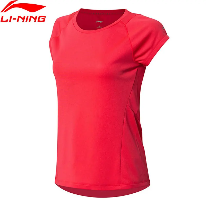 Женская Спортивная футболка Li Ning облегающая из 100% полиэстера для бега ATSN024