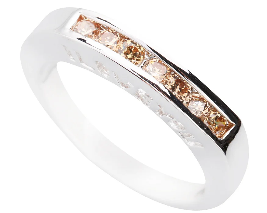 Кольцо женское из коричневого морганита с полудрагоценным камнем 3*3 мм