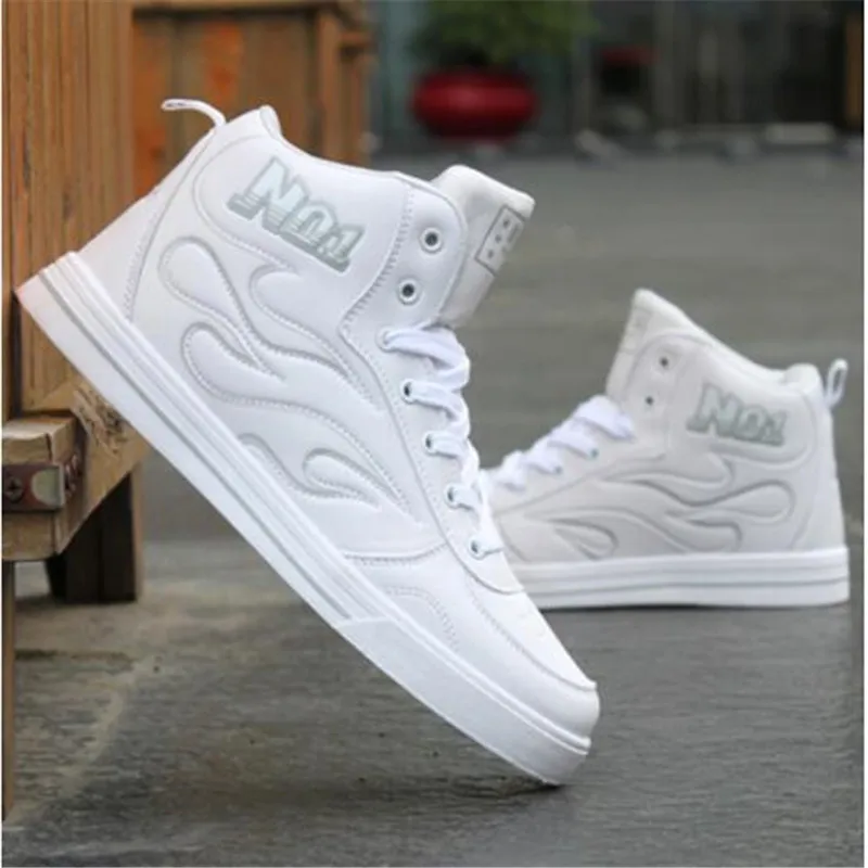 NEW Spring Autumn New Men's lace-up Shoes Fashion PU Leather Mens hip hop Casual Black/White High Top zapatos Hombre | Обувь