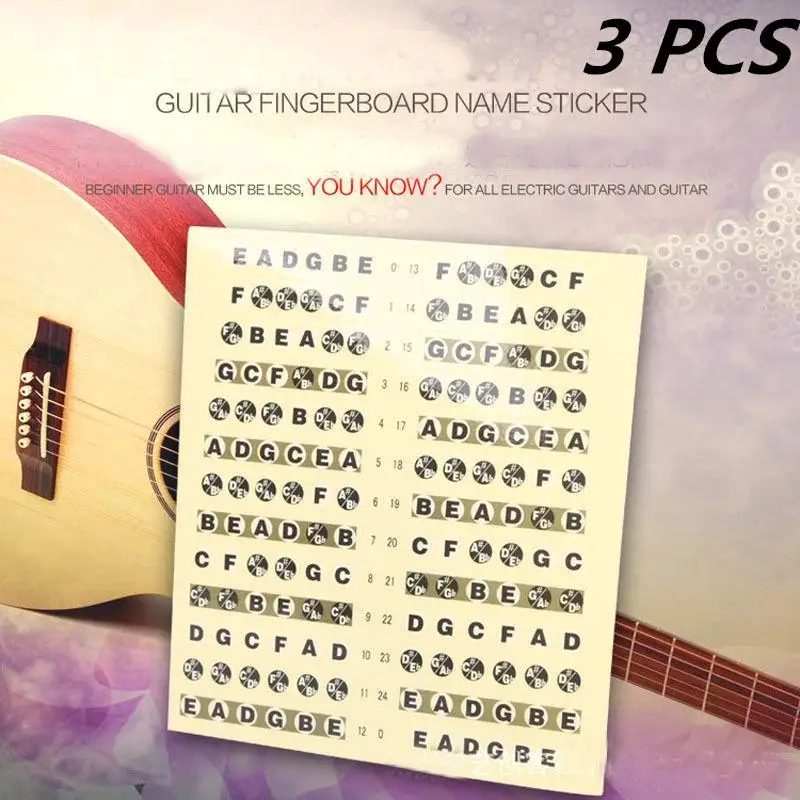 3 шт. Гитара шеи гриф Примечание карта наклейка на лад наклейки Learn Beginner Fret весы