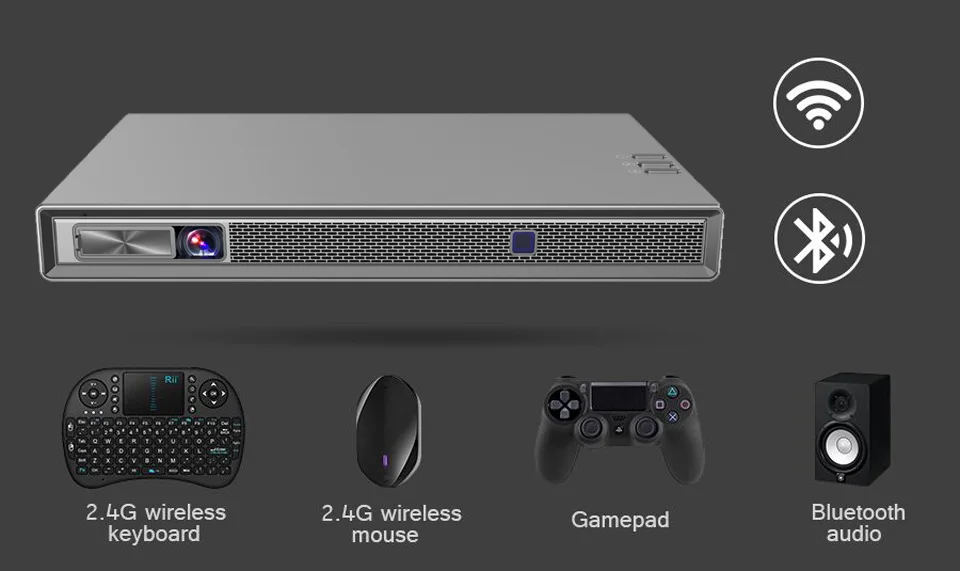 WZATCO T5 HD 4K реальный 3D DLP проектор батарея с зумом, авто Keystone, Android 6,0 WiFi светодиодный Smart Proyector Bluetooth Airplay
