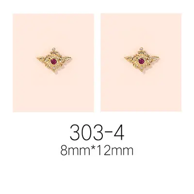 303-4 10pcs 10 шт./лот, крылья/цепь/корсс, 3D сплав, дизайн ногтей, циркон, кристалл, металл, маникюрные аксессуары для ногтей, сделай сам, украшения ногтей, подвески - Цвет: 303-4 10pcs