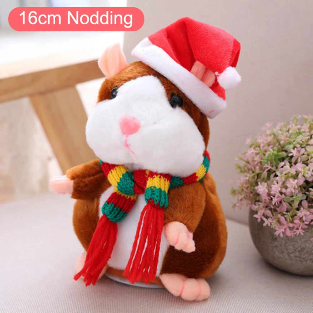 light brown 16cm Nod 1 шт говорящий хомяк, домашнее животное, Рождественская игрушка, звуковая запись, Обучающие плюшевые игрушки для детей S7JN - Цвет: light brown 16cm Nod