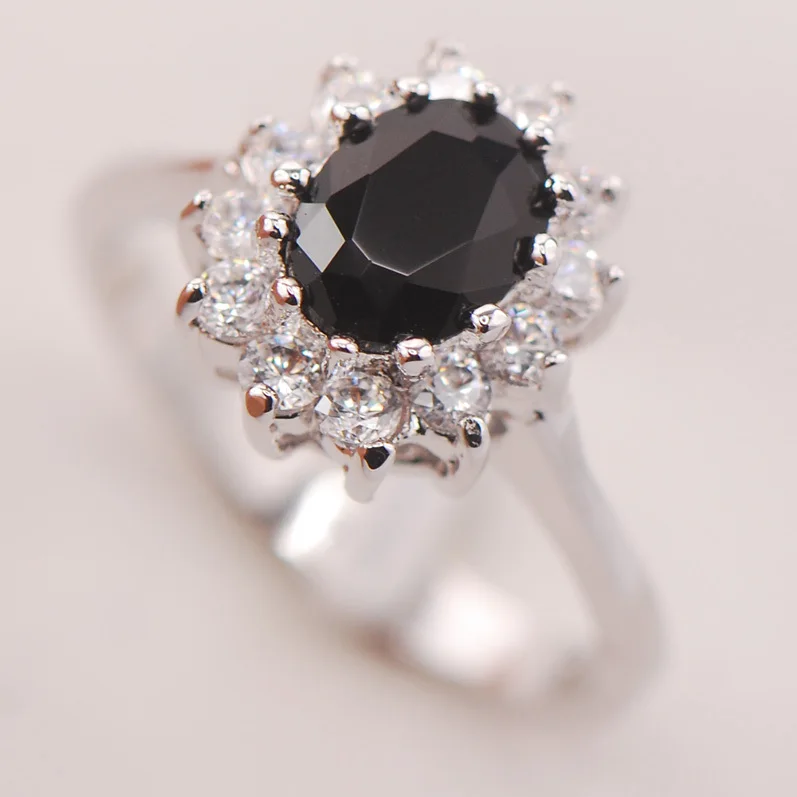 Женское серебряное кольцо F695 черное с ониксом размер 5 6 7 8 9 для женщин|ring name|ring