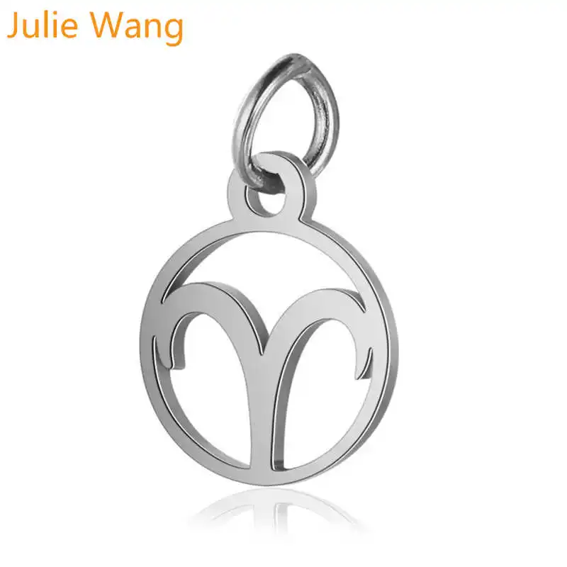 Julie Wang 5 шт. 12 созвездия зодиака шармы из нержавеющей стали Модное Имя ожерелье