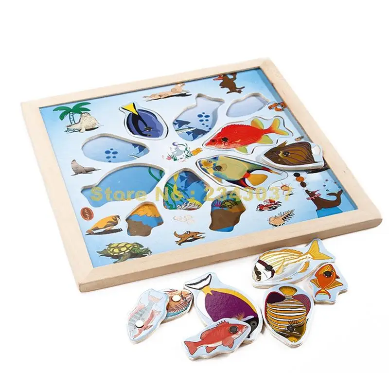 Пазл Рыбалка 3d деревянные для малышей Детские развивающие игрушки Магнитные