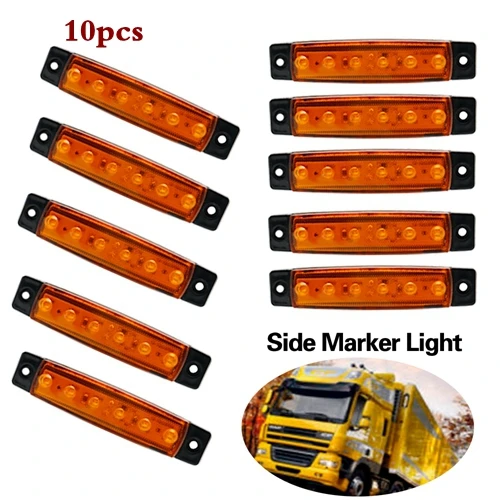 6LED amber x10 Янтарный автомобилей Внешнее освещение светодиодный 12 V-24 v 9/6 светодиодный авто шины Грузовик Боковые Габаритные светодиодный индикатор низкая СВЕТОДИОДНЫЙ трейлер светильник задняя сторона лампы - Цвет: 6LED amber x10