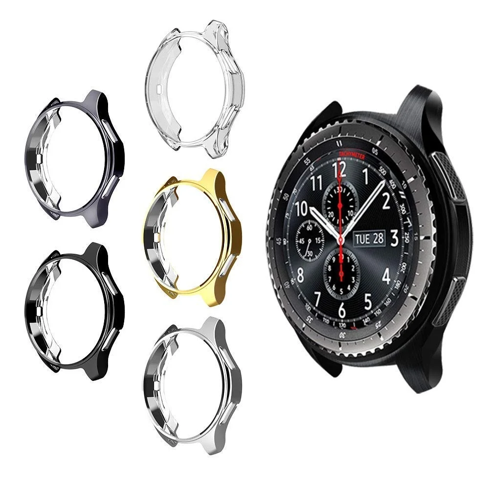 Часы чехол для Samsung Gear s3 часы 46 мм мягкий ТПУ покрытием по всей поверхности экрана