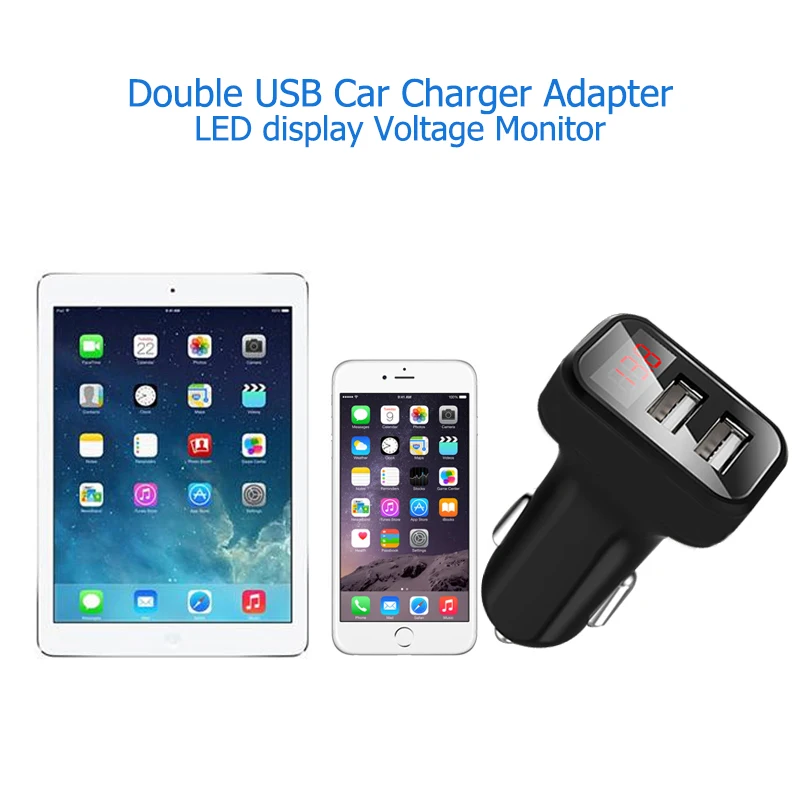 Зарядное устройство Tancredy с двумя USB портами и светодиодным дисплеем|double car|double