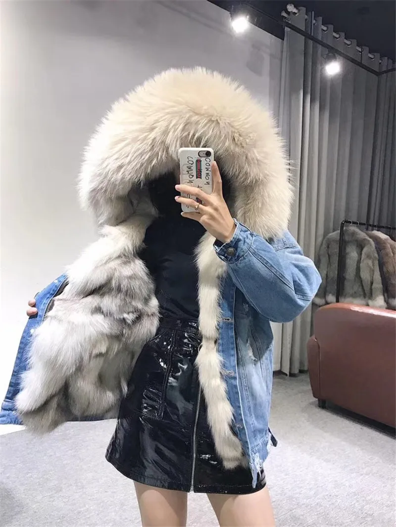 CKMORLS новая куртка из натурального меха зимняя женская парка с воротником из лисьего меха парки из натурального Лисьего меха размера плюс Повседневная теплая куртка