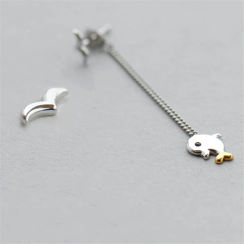 Милые и романтичные серьги подвески в виде дельфина чайки тибетские серебряные