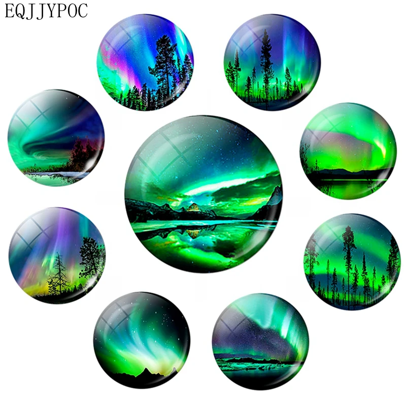 Northern Lights Fridge Magnet Aurora Polaris 30MM Glass refrigerator magnets Sticker Natural Scenery Home Decor Accessories|Магниты на