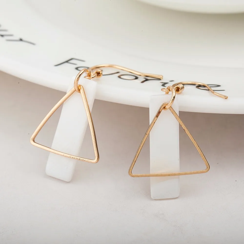 Натуральный текстуры треугольные серьги Shell минималистский Стиль для Для женщин