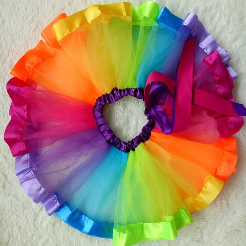 Новые юбки для девочек сезона 2017 юбка с радужным рисунком бантом юбка-пачка