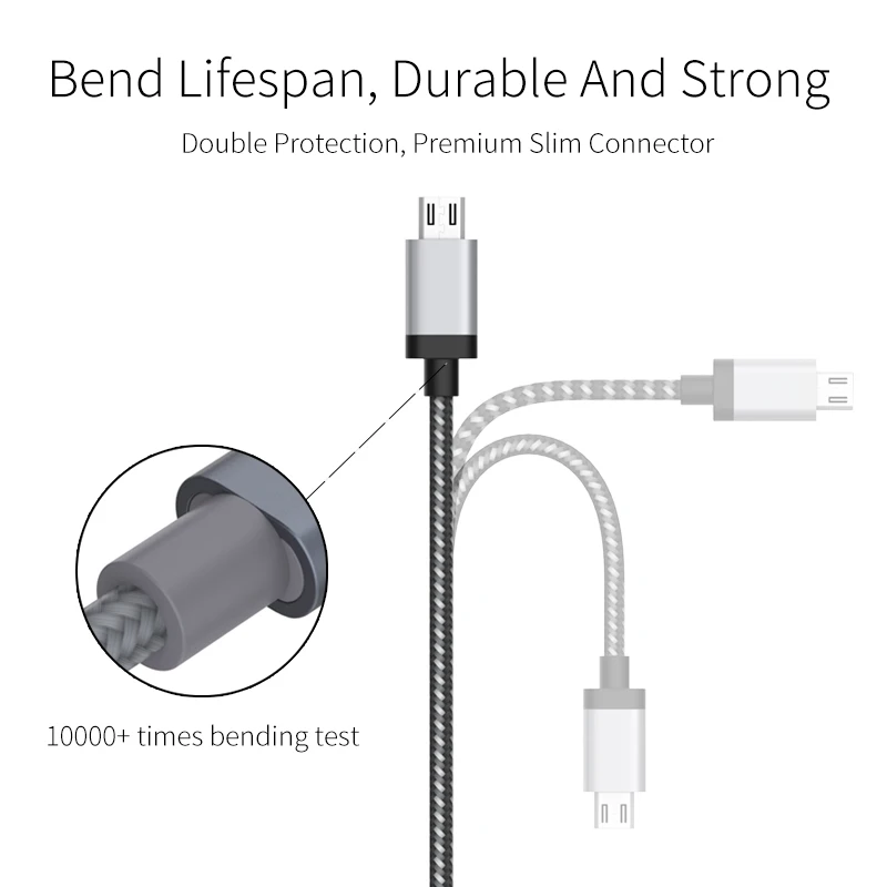 Micro USB кабель, AIFFECT 2.4A нейлоновый Плетеный 2 м Быстрая зарядка мобильный телефон USB зарядное устройство кабель для samsung/Xiaomi/LG/huawei/Meizu