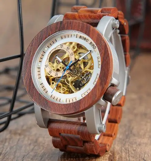 K12wood band BOBO BIRD Мужские автоматические механические часы, классический стиль, Роскошные Аналоговые наручные часы, деревянные часы со стальным ремешком в подарочной деревянной коробке - Цвет: K12wood band
