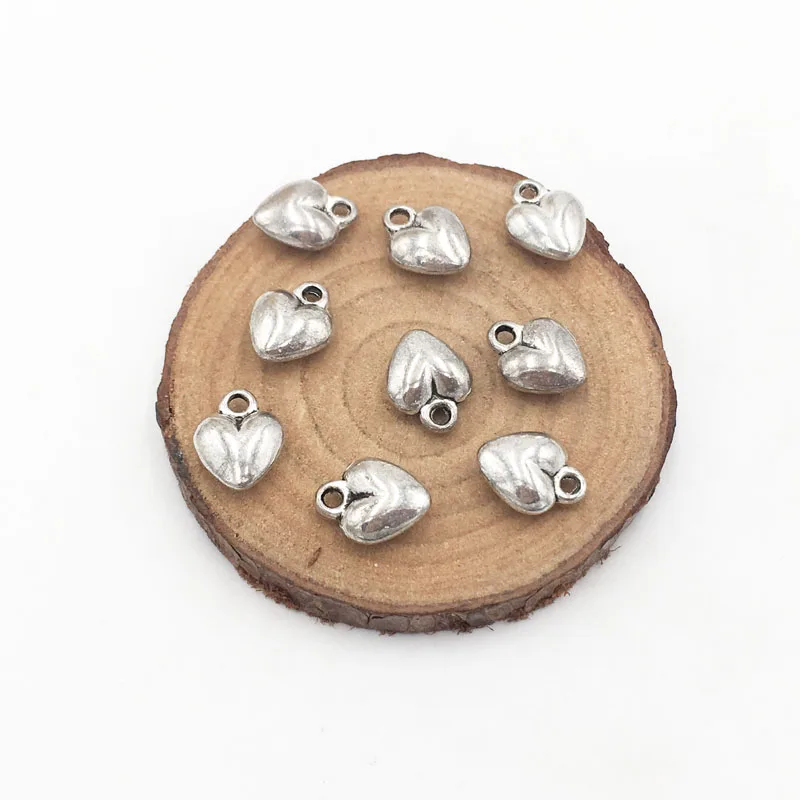 LEENAHAR-10pcs винтажная антикварная серебряная металлическая подвеска в форме сердца