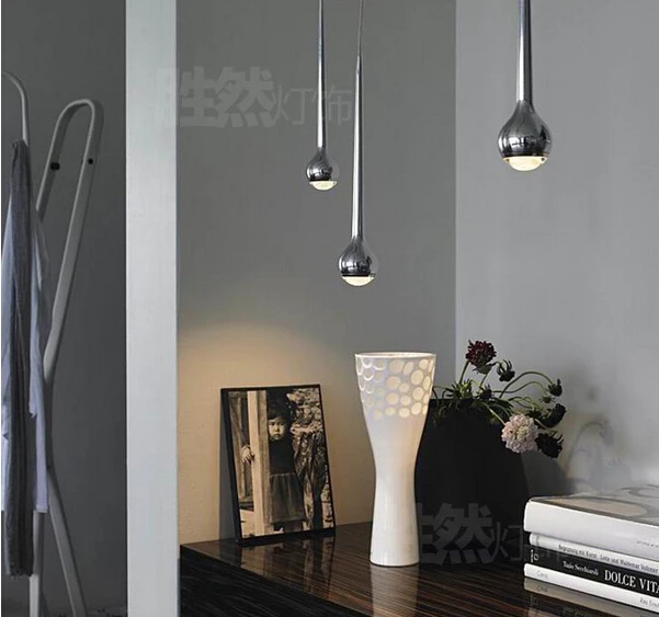 Creative Waterdrop Aluminum Crystal Led Pendant Light Modern Plated Silver Falling Water pendant light 5w 9*50cm AC 90-265V 1815 | Лампы и