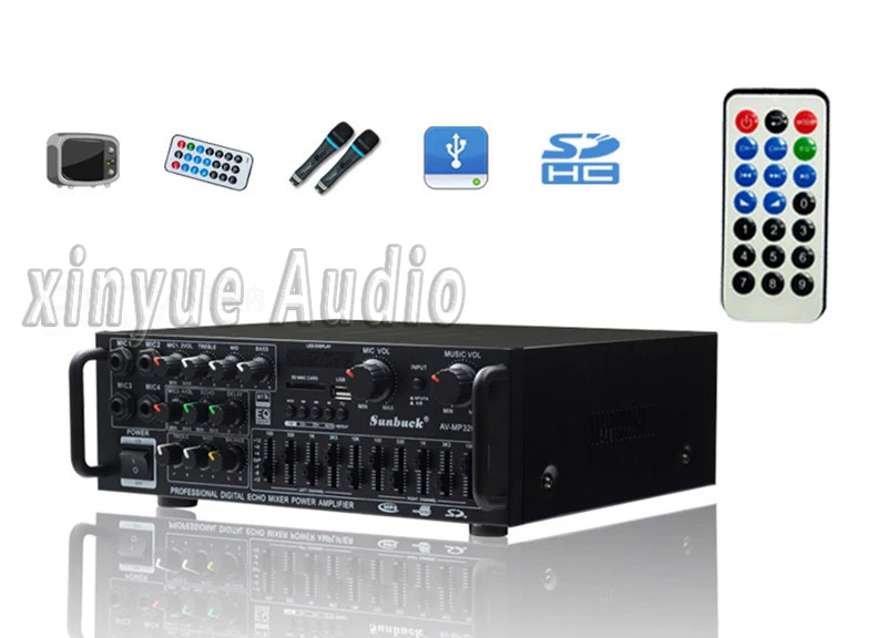 AV-326BT Bluetooth эквалайзер усилитель 220 В эквалайзер Высокая мощность 12 в квадратный танцевальный открытый двойной усилитель