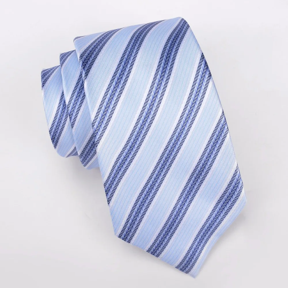 

Hot New Men`s Tie Blue Stripe Jacquard Woven Necktie Gravata For Men Formal Wedding Party Business 8cm 100% Polyester