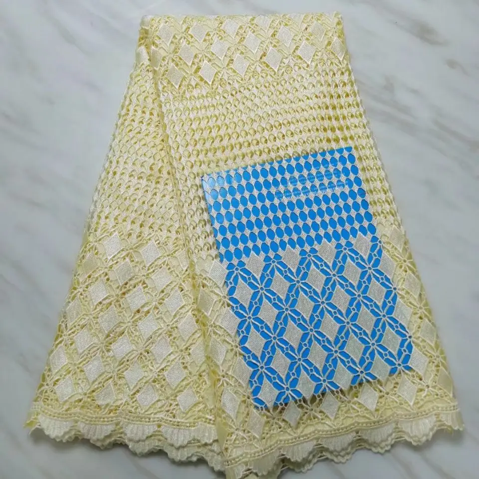 5 ярдов/шт Красивый Королевский синий африканский водорастворимый кружевной