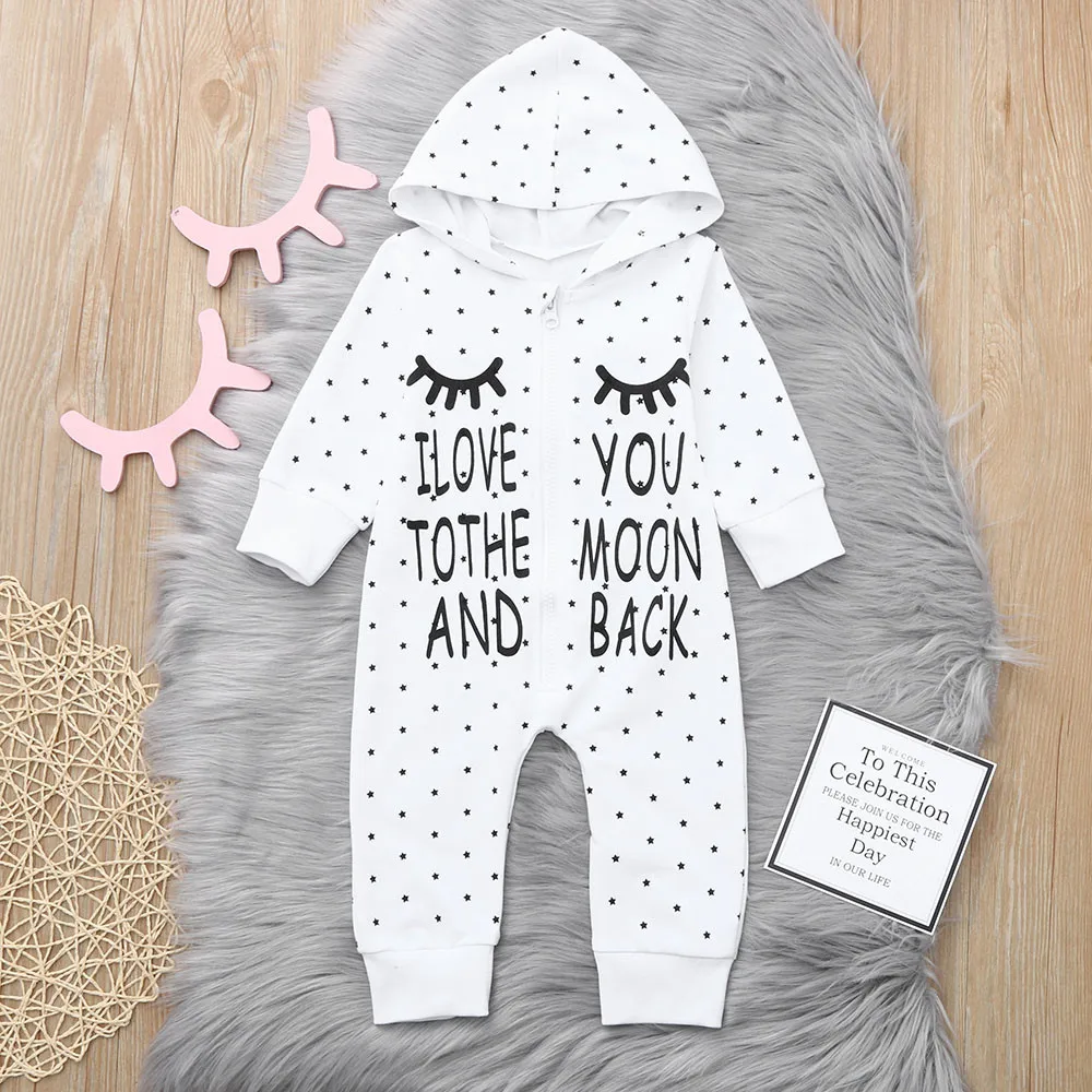 MUQGEW New Autumn Baby Girl Clothes Cotton Infant Boy Letter Hooded Romper Jumpsuit Newborn Clothing dropshipping | Детская одежда и