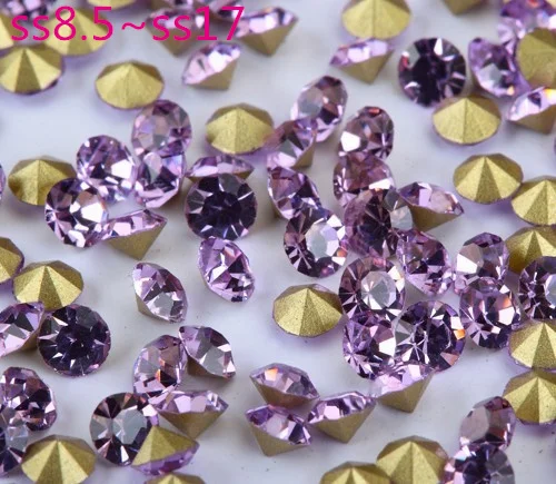 LT.Amethyst ~ 1440 шт./упак. SS8.5 SS17 круглые прозрачные стразы стеклянный клей на