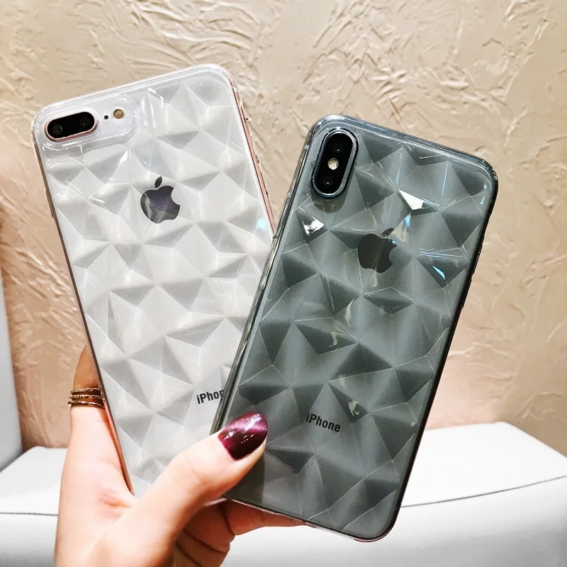 Прозрачный Ультратонкий Мягкий ТПУ чехол со стразами для iPhone 6 6s 7 8 Plus X XR XS Max