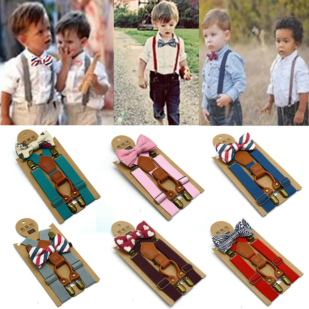 MUQGEW High Elastic elastic Butterfly knot Kids Baby Boys toddler Wedding Matching Braces Suspenders and Luxury Bow Tie Set |