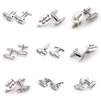 13 style letter cufflinks simple mens oval shirt cuff button brides son grooms man best friend cufflinks wedding jewelry