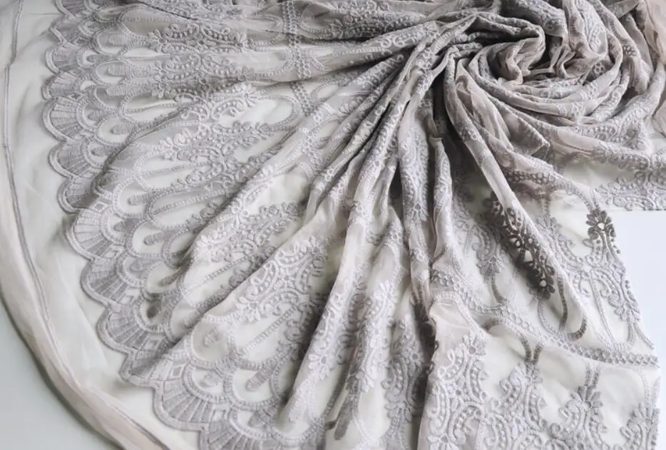 grey Подарочная упаковка, Diy кукольная юбка, одежда материал утолщение зеленый, розовый, белый рис, серый, оранжевый розовый вышивка кружевная ткань S0672L - Цвет: grey