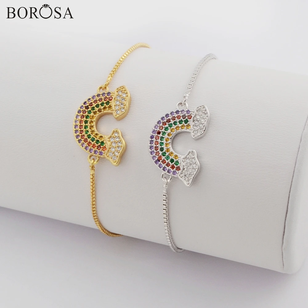 BOROSA 10 шт. модная искусственная кожа CZ микро паве Разъем дюймов регулируемый