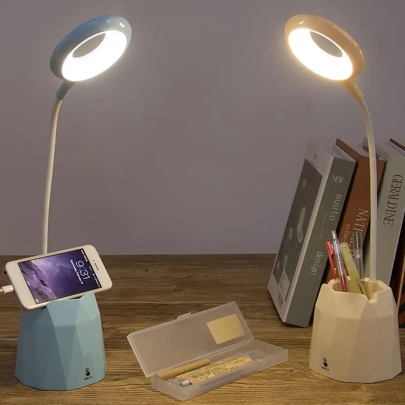 Eye Protect Dimmable LED Rechargeable Touch Sensor Pen Container Foldable Table Lamp for Home Reading Working 3 Level Brightness | Лампы и