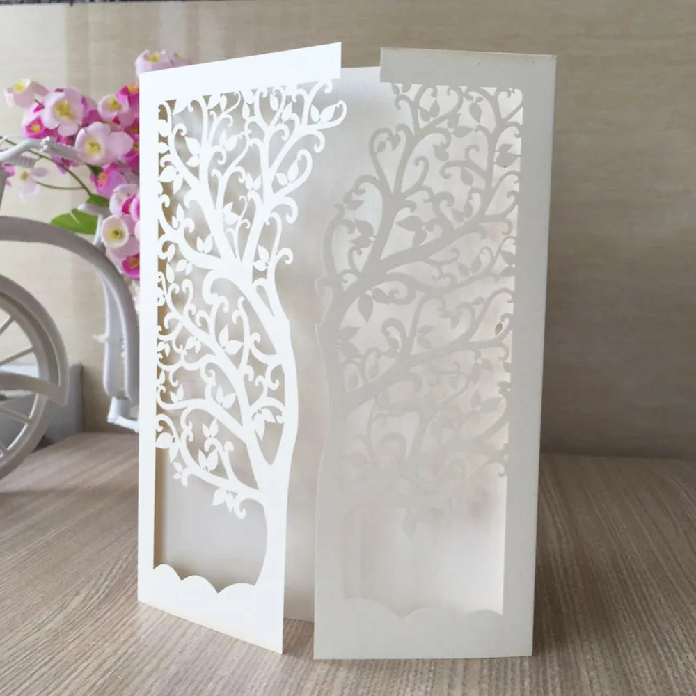 12psc/лот 2017 популярный стиль лазерная резка любящее дерево дизайн белый цвет