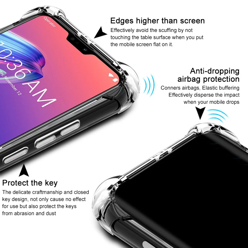 Чехол для Asus Zenfone Max Pro M2 ZB631KL Мягкий ТПУ силиконовый полный прозрачный защитный