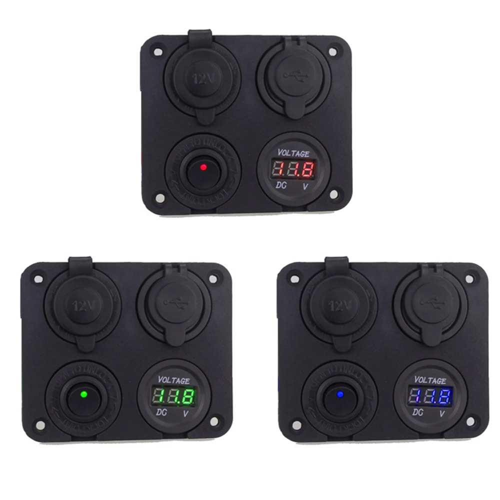 12V Car Charger Power Adapter Voltmeter Panel Dual USB Cigarette Lighter Socket Splitter Auto Accessories | Автомобили и