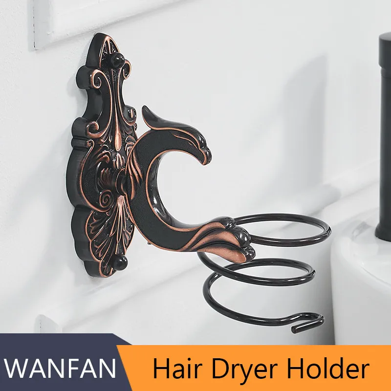 Hair Dryer Holder Аксессуары для ванной черный Кисточки ED Для ванной чашки и стакан держатели Европа Туалет Кисточки держатель Полотенца бар Держатели бумаги ткань крюк wf-88800 - Цвет: Hair Dryer Holder