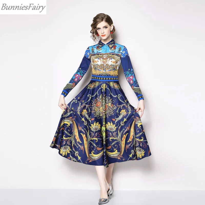 BunniesFairy 2019 весеннее женское богемное винтажное Ретро Цветочное платье миди с