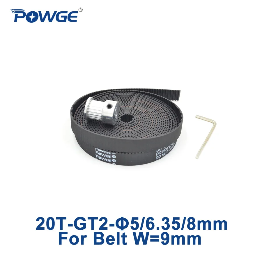 POWGE 1 шт. 20 зубцов GT2 зубчатый шкив Диаметр отверстия 5 мм 6 35 8 + метр Ширина 9