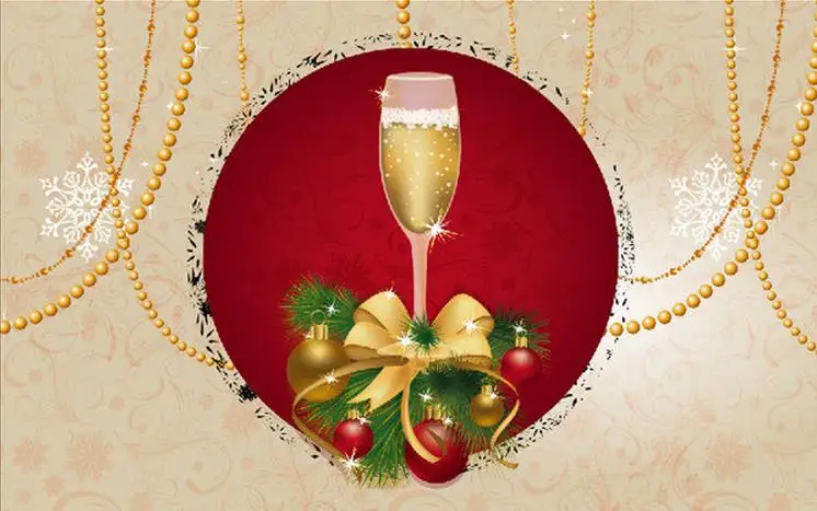 Пользовательские 3d фото обои росписи Рождественская вечеринка бокал для вина 3D