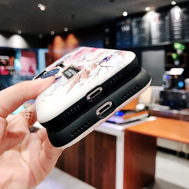 Для iPhone XS MAX чехол XR 7 8 6 Plus Xs модный Рельефный цветок петля кольцо для телефона Flamigo