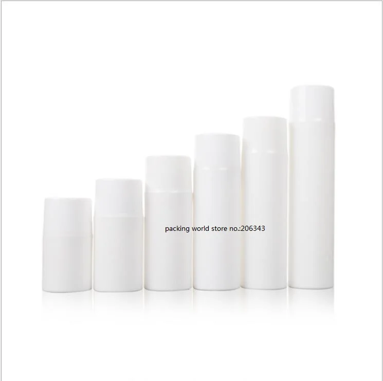 Белая пластиковая безвоздушная бутылка 30 мл прозрачная/белая крышка для