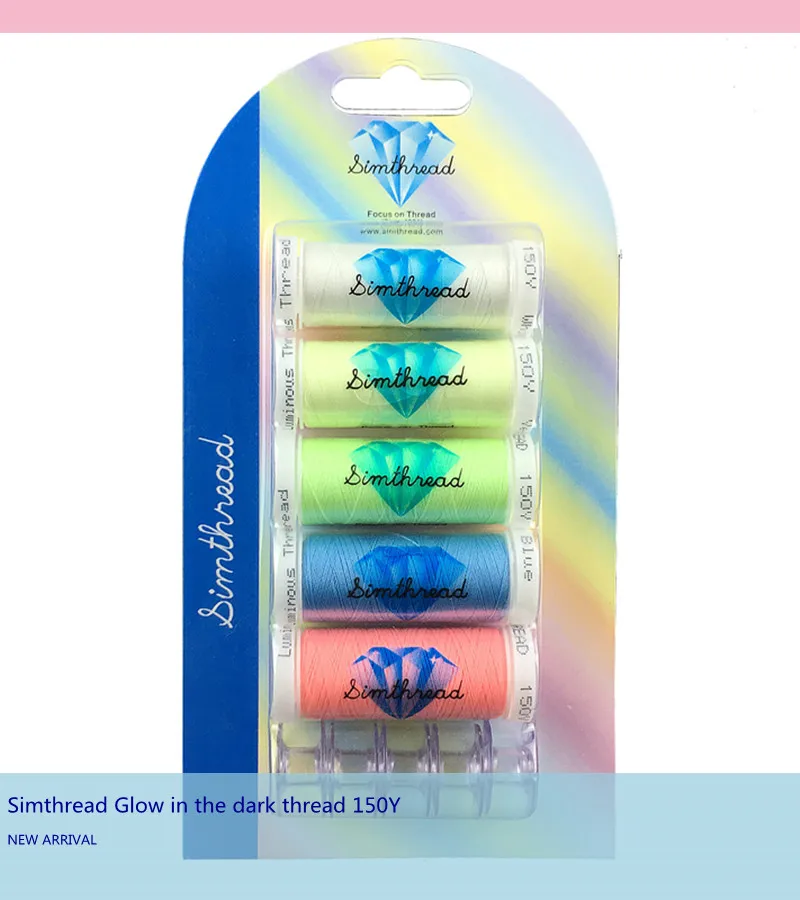 Новое поступление Simthread светится в темноте нить для вышивки 150Y x 5 разных цветов
