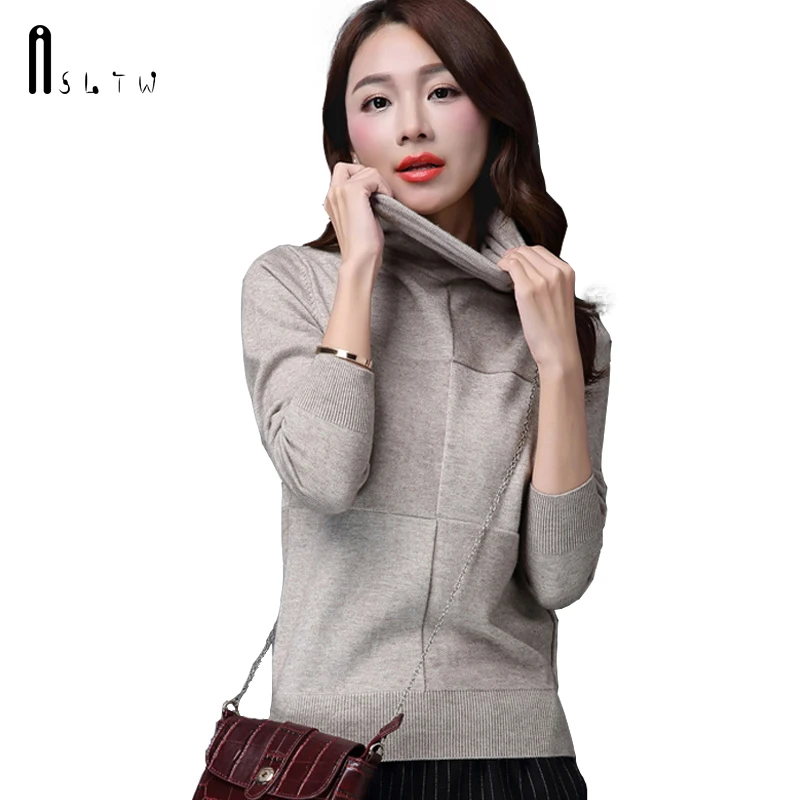 ASLTW Women's Sweater New Casual Solid Turtleneck Pullover Women Casaco Feminino Long Sleeve Jumper | Женская одежда