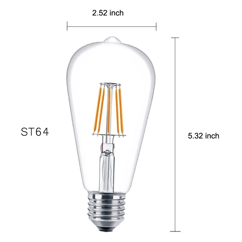 Chiclits Ampoule Светодиодная лампа Эдисона 2 Вт 4 6 E27 Vinatge 220 В ST64 Lumiere накаливания