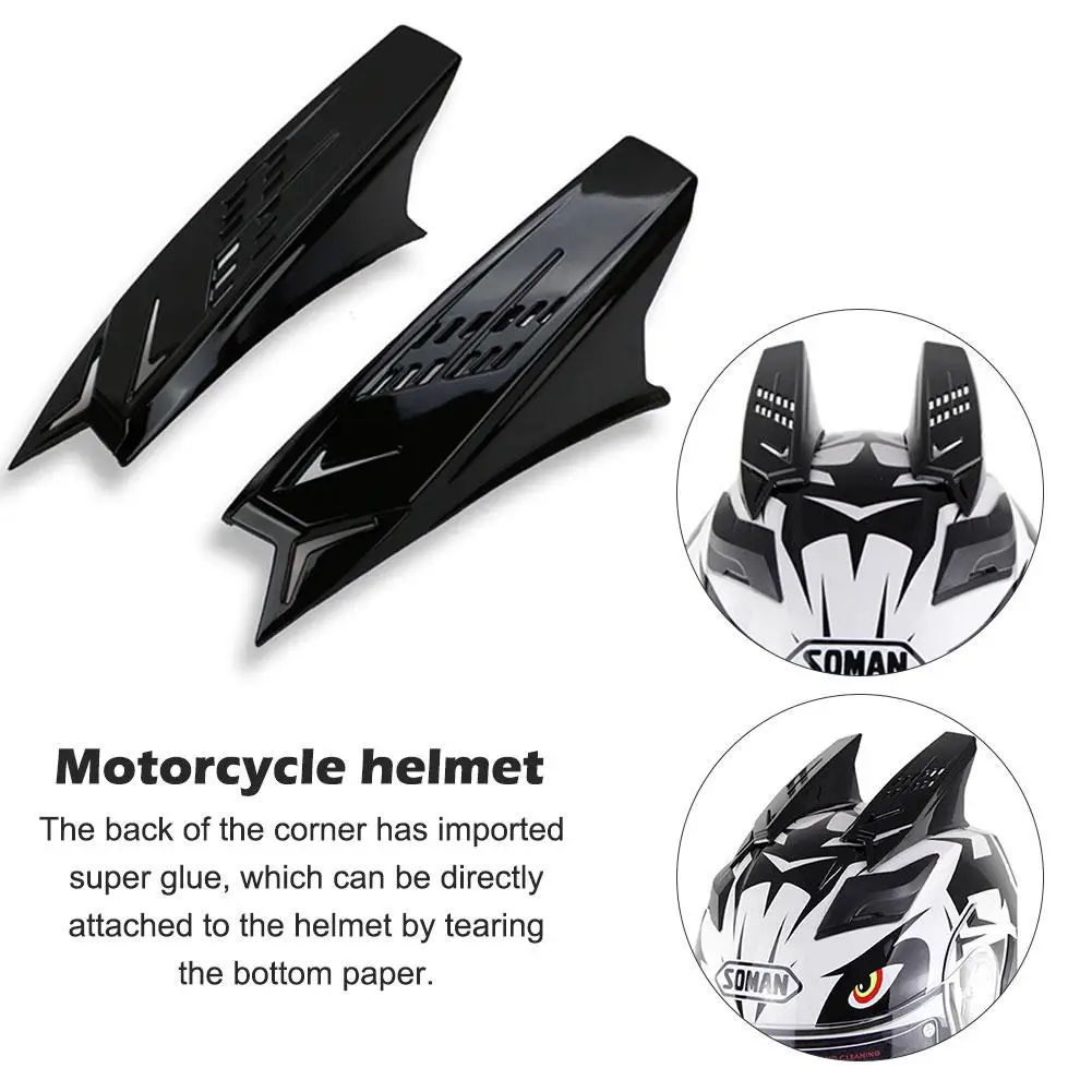 

18.6*6*6.2cm Motorcycle Off-Road Helmet Ear Demon Horns Style Decorations Black Personality Super Glue Paste Fashion Headwear