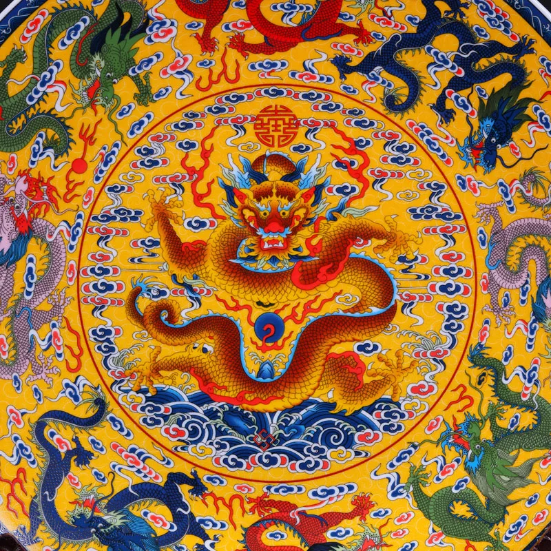 Фарфоровая декоративная керамическая тарелка Fengshui Древние китайские Девять