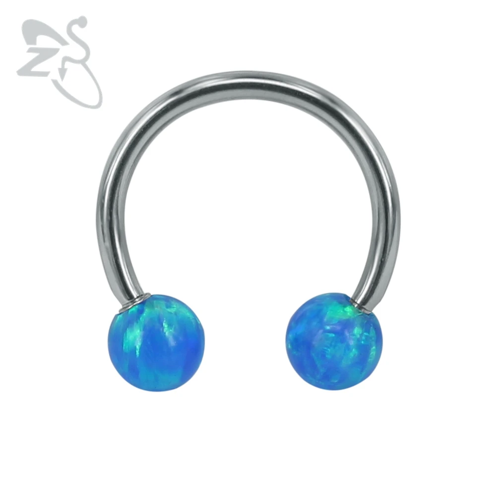 Кольца для бровей и губ из нержавеющей стали с белыми синими огненными опаловыми